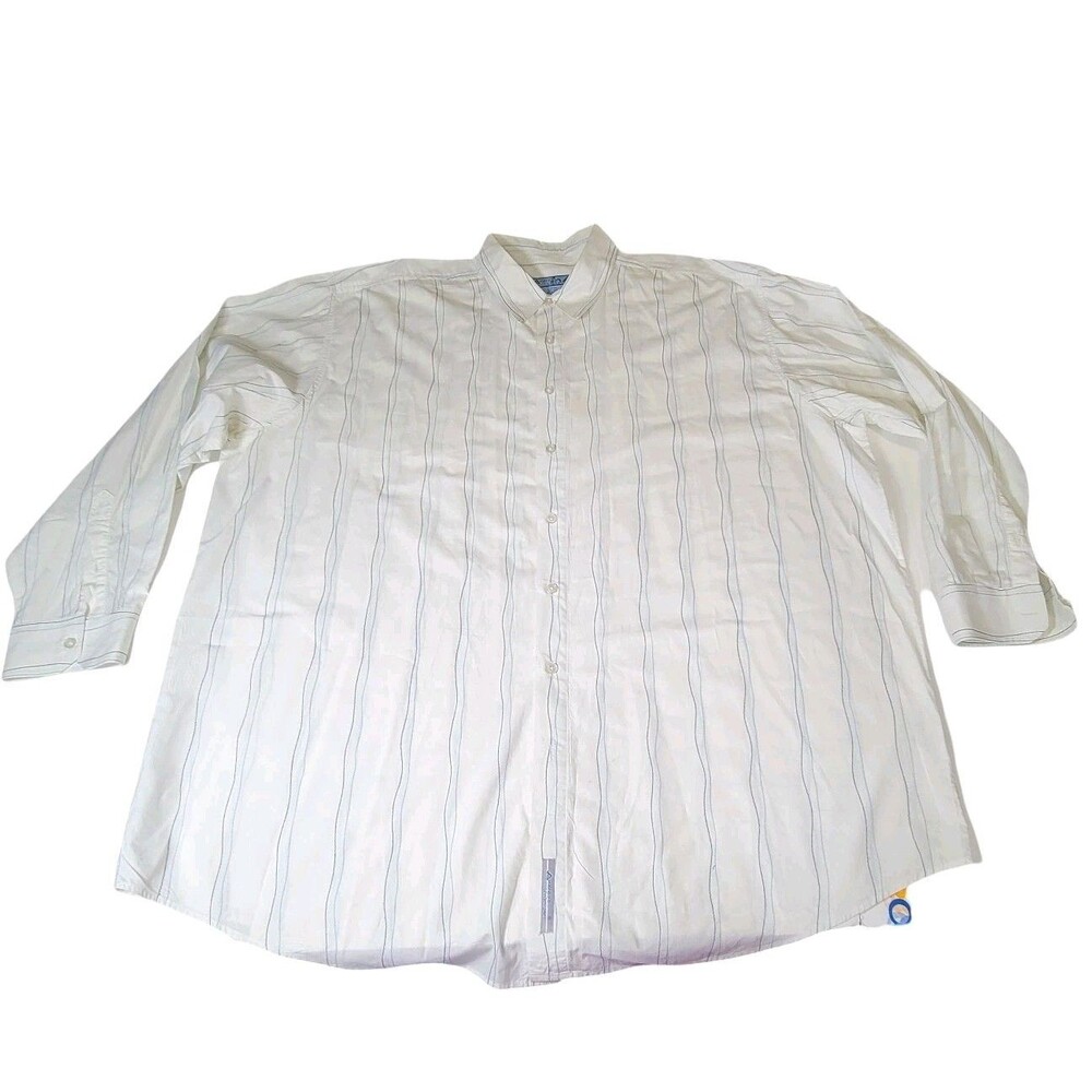 Address Unknown White Verticle Stripe Long Sleeve Button Up Shirt Men's 3X Big